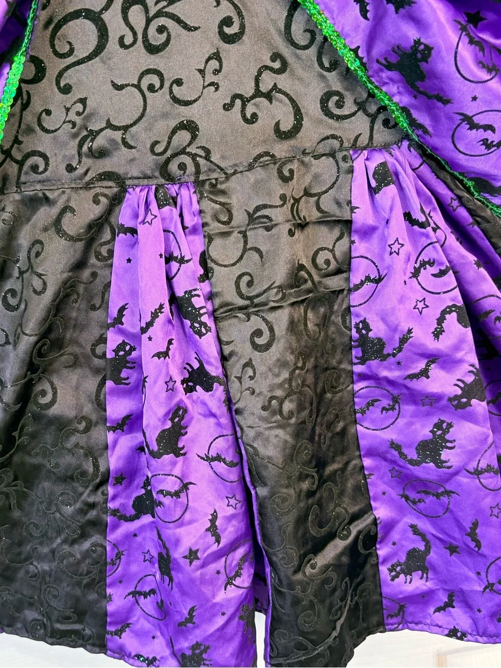 Vintage Halloween Witch Costume purple black velvet bats girls size 5-6
